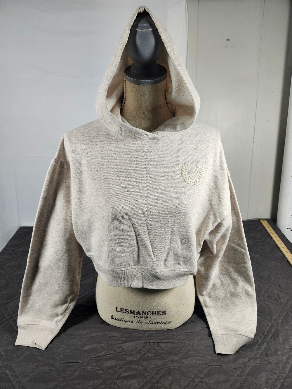 PINK Victoria's Secret Cropped Hoodie in Light Beige Size S, No Hoodie String